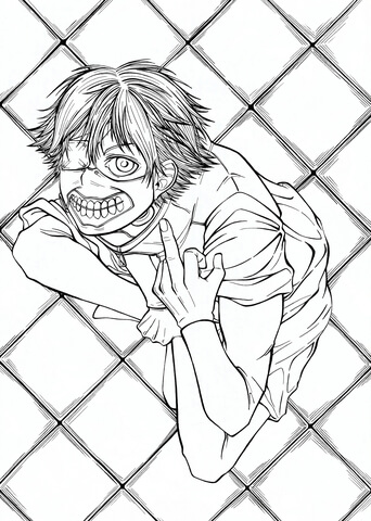 Ken Kaneki Eyepatch Centipede Coloring Page